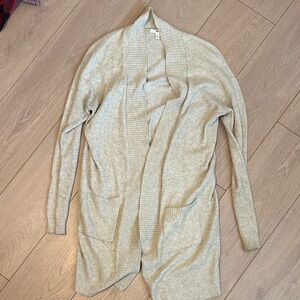 Cozy Beige Oversized Long Open Front Cardigan